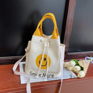Canvas Bucket Bag Women's Shoulder Messenger Handbag