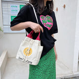 Canvas Bucket Bag Women's Shoulder Messenger Handbag