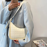 Retro Plaid Saddle Bag Large-Capacity PU Handbag