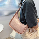 Retro Plaid Saddle Bag Large-Capacity PU Handbag