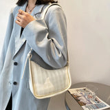 Retro Plaid Saddle Bag Large-Capacity PU Handbag