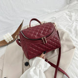Soft Leather Ladies Shoulder Bag Diamond Pattern Bag Girly Messenger Bag