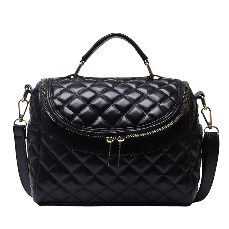 Soft Leather Ladies Shoulder Bag Diamond Pattern Bag Girly Messenger Bag