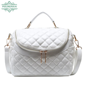 Soft Leather Ladies Shoulder Bag Diamond Pattern Bag Girly Messenger Bag