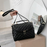 Soft Leather Ladies Shoulder Bag Diamond Pattern Bag Girly Messenger Bag