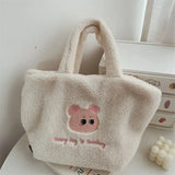 Plush Women's Shoulder Bag Bear Pattern Tote Large Capacity Faux Fur Purse