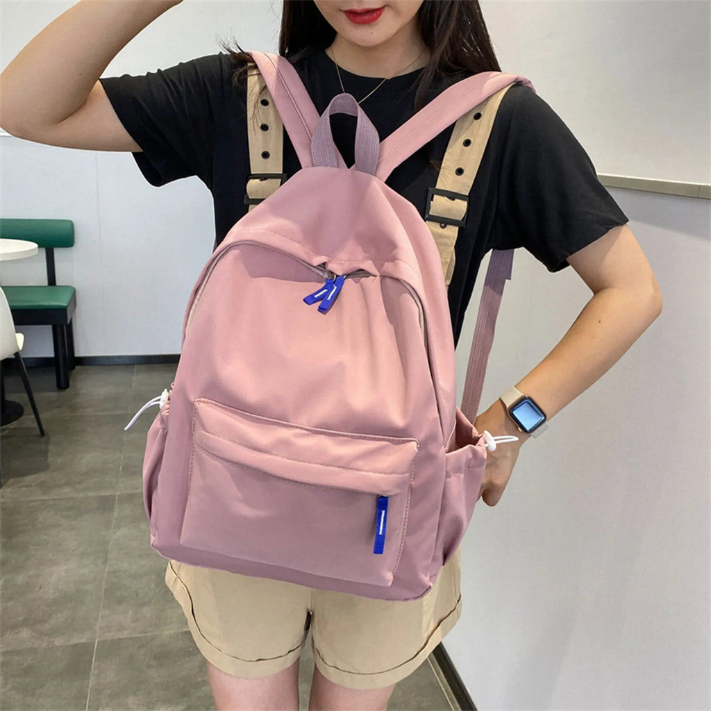 Solid Backpack Women Leisure Casual School Bags For Teenager Girls