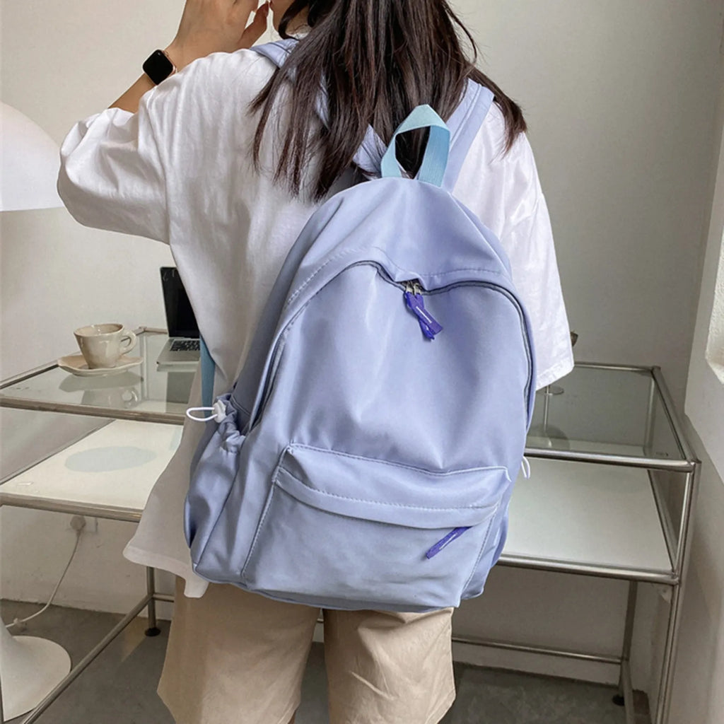 Solid Backpack Women Leisure Casual School Bags For Teenager Girls