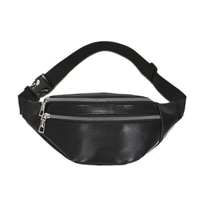 Double-zipper PU Leather Chest Bag for Women
