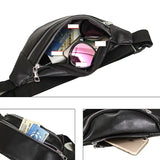 Double-zipper PU Leather Chest Bag for Women