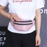 Solid Chest Bag Female Double-zipper Crossbody Bag PU Leather Fanny Pack
