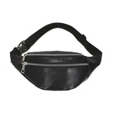 Double-zipper PU Leather Chest Bag for Women