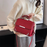 Solid PU Crossbody Bag Winter Lady Handbags with Short Handle