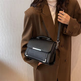 Solid PU Crossbody Bag Winter Lady Handbags with Short Handle