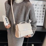 Solid PU Crossbody Bag Winter Lady Handbags with Short Handle