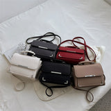 Solid PU Crossbody Bag Winter Lady Handbags with Short Handle