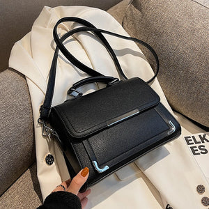 Solid PU Crossbody Bag Winter Lady Handbags with Short Handle