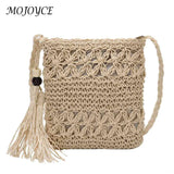 Tassel Shoulder Crossbody Handbags Woven Summer Beach Hollowed Messenger Bags