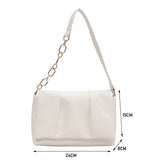 Women Pleated PU Leather Shoulder Underarm Bags Casual Square