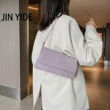 Solid PU Leather Shoulder Bag Flap Top-Handle Tote