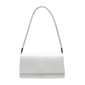Solid PU Leather Flap Small Top-Handle Shoulder Bag