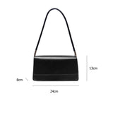 Solid PU Leather Flap Small Top-Handle Shoulder Bag