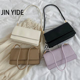 Solid PU Leather Shoulder Bag Flap Top-Handle Tote
