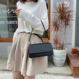 Solid PU Leather Shoulder Bag Top-Handle Tote