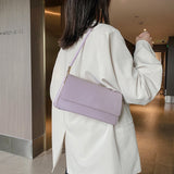 Solid PU Leather Flap Small Top-Handle Shoulder Bag