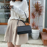 Solid PU Leather Shoulder Bag Flap Top-Handle Tote