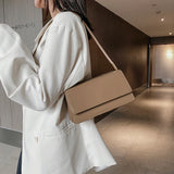 Solid PU Leather Shoulder Bag Top-Handle Tote