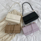Solid PU Leather Shoulder Bag Top-Handle Tote