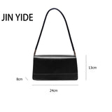 Solid PU Leather Shoulder Bag Flap Top-Handle Tote