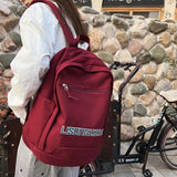 Solid High Cloth Women Backpack Teenager Girls Laptop Books Backpack