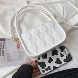 Solid Rhombus Diagonal Bag Women's PU Magnetic Buckle Shoulder Bag