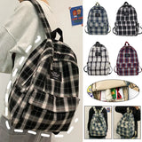 Striped Backpack Women Student Plaid School Bag Teenage Girls Travel Laptop