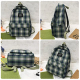 Striped Backpack Women Student Plaid School Bag Teenage Girls Travel Laptop