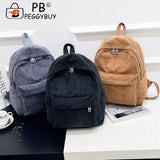 Corduroy School Backpacks Ladies Large Capacity Travel Rucksack Women