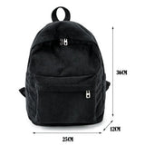 Corduroy School Backpacks Ladies Large Capacity Travel Rucksack Women