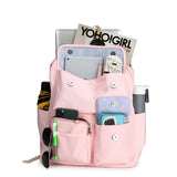 Waterproof Girls Backpack Large Capacity Solid Travel School Bag