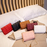 Solid Leather Mini Chain Crossbody Bag Female Phone Purse