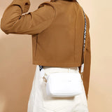 Small Shoulder Bag Solid Pu Leather Wide Strap Crossbody Bag