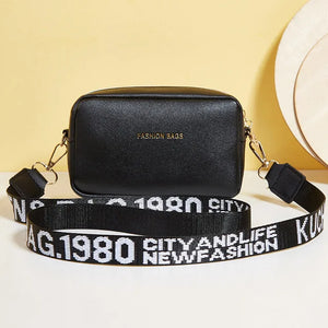 Small Shoulder Bag for Women Solid Pu Leather Wide Strap Crossbody Handbag