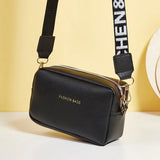 Small Shoulder Bag for Women Solid Pu Leather Wide Strap Crossbody Handbag