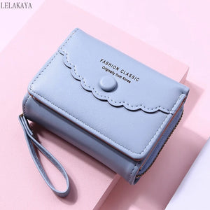 Women's Short Wallet Clutch Tri-fold PU Leather Zipper Purse
