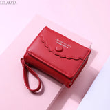 Women's Short Wallet Clutch Tri-fold PU Leather Zipper Purse