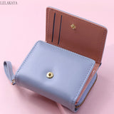 Women's Short Wallet Clutch Tri-fold PU Leather Zipper Purse