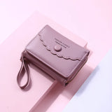 Women's Short Wallet Clutch Tri-fold PU Leather Zipper Purse