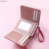 Women's Short Wallet Clutch Tri-fold PU Leather Zipper Purse