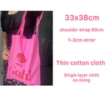 Sweet Pink Ladies Tote Casual Shoulder Bag Thin Cotton Cloth Women Handbag
